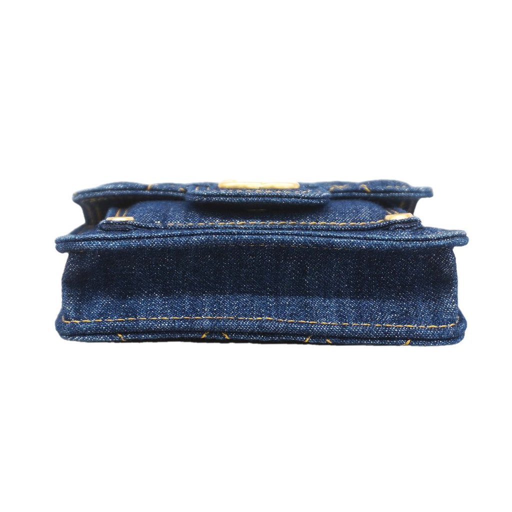 Chanel Shoulder Bag Mini Quilted Denim Blue Gold — view 3
