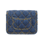 Chanel Shoulder Bag Mini Quilted Denim Blue Gold — view 8