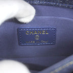 Chanel Shoulder Bag Mini Quilted Denim Blue Gold — view 4
