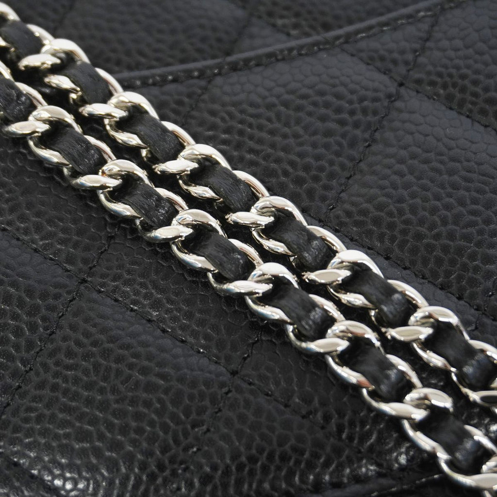 Chanel Wallet on Chain Quilted Caviar Leather Black Silver Shoulder Bag — view 7