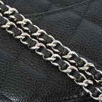 Chanel Wallet on Chain Quilted Caviar Leather Black Silver Shoulder Bag — view 7