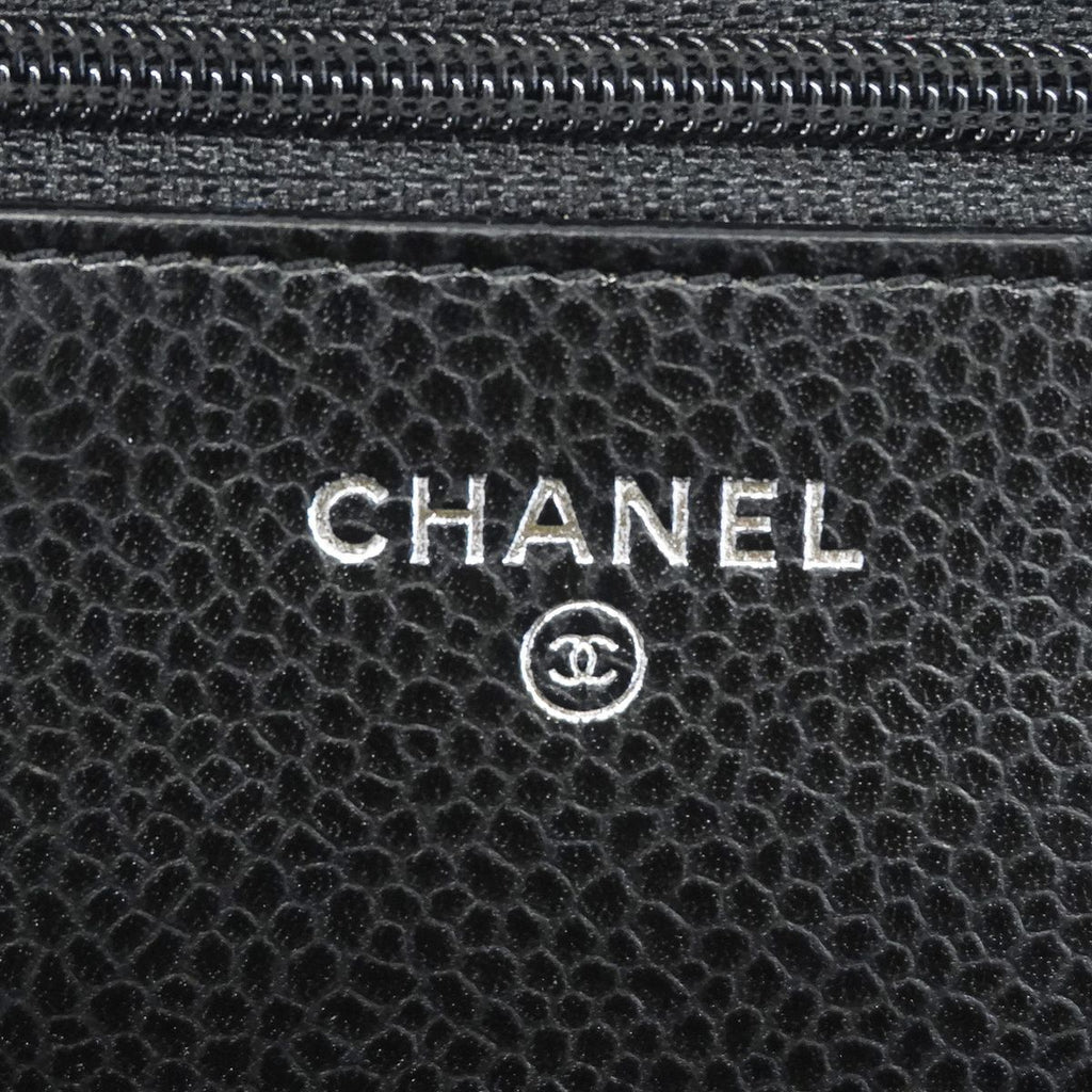 Chanel Wallet on Chain Quilted Caviar Leather Black Silver Shoulder Bag — view 5