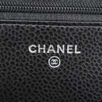 Chanel Wallet on Chain Quilted Caviar Leather Black Silver Shoulder Bag — view 5