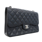 Chanel Shoulder Bag Maxi Quilted Caviar Leather Black Silver — view 2