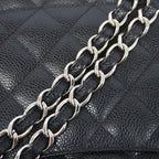 Chanel Shoulder Bag Maxi Quilted Caviar Leather Black Silver — view 7