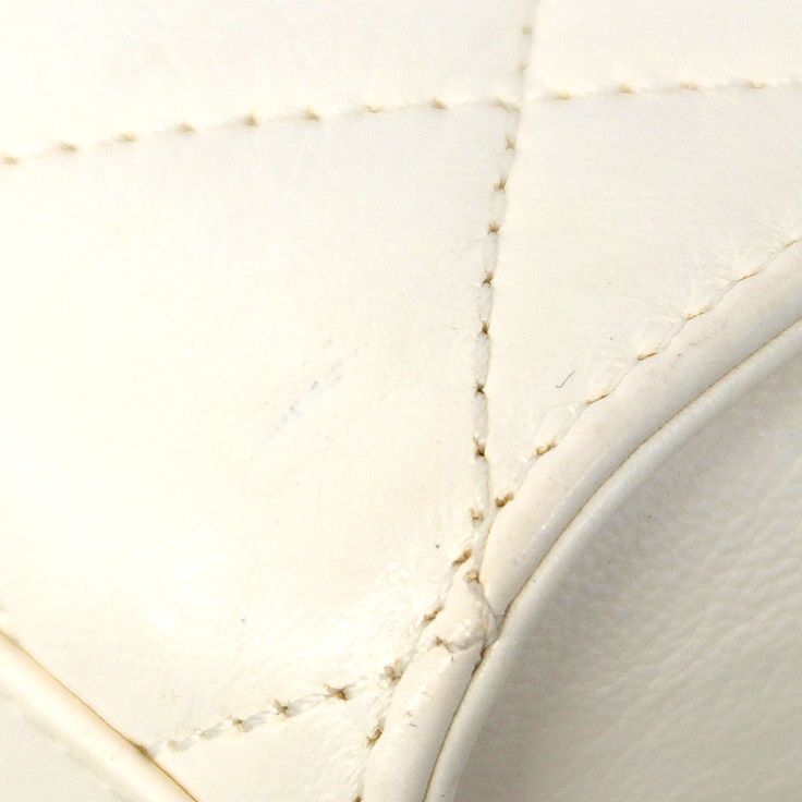 Chanel Handbag Quilted Top Handle Crumple Lambskin White Gold 2-Way Bag — view 7