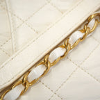 Chanel Handbag Quilted Top Handle Crumple Lambskin White Gold 2-Way Bag — view 8