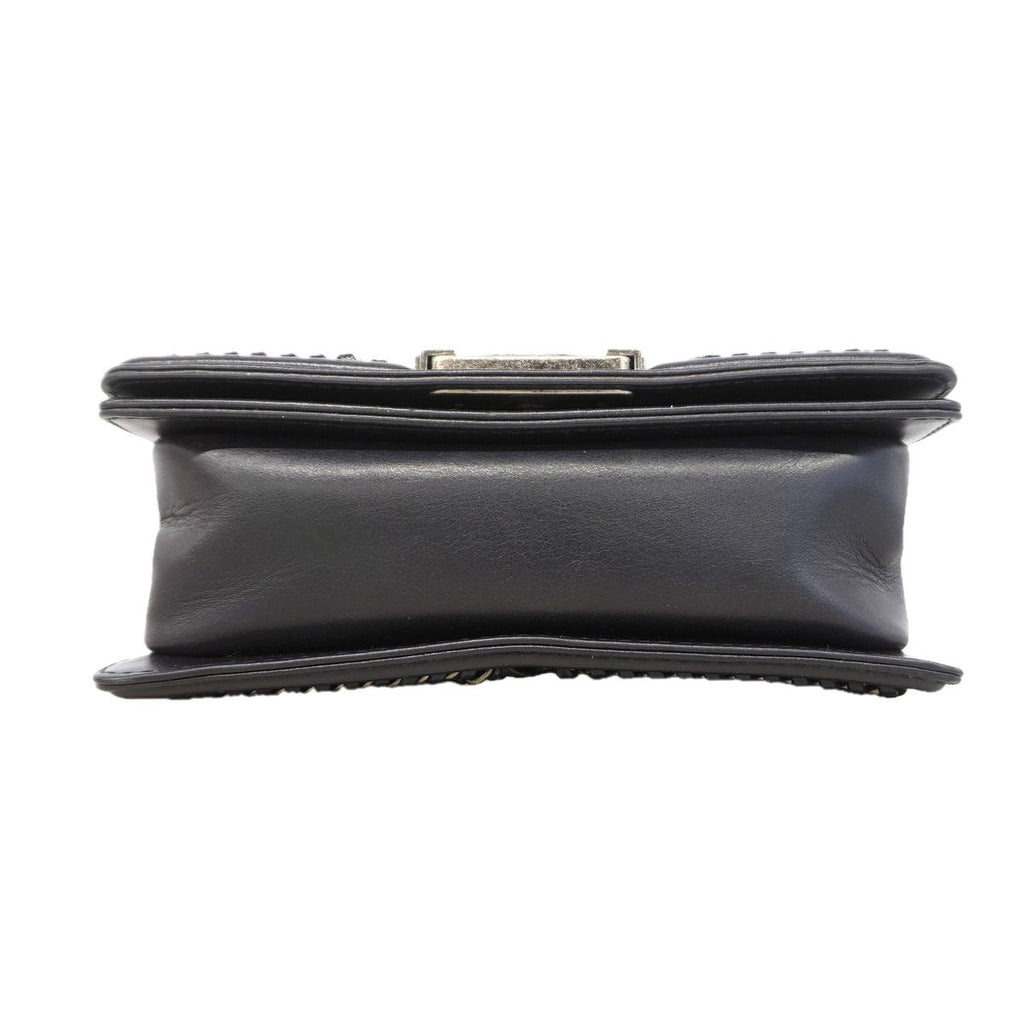Chanel Handbag Boy Top Handle Lambskin Navy Silver 2-Way Bag — view 3