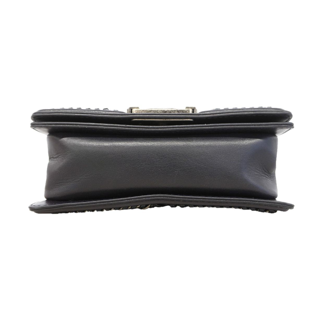 Chanel Handbag Boy Top Handle Lambskin Navy Silver 2-Way Bag — view 3