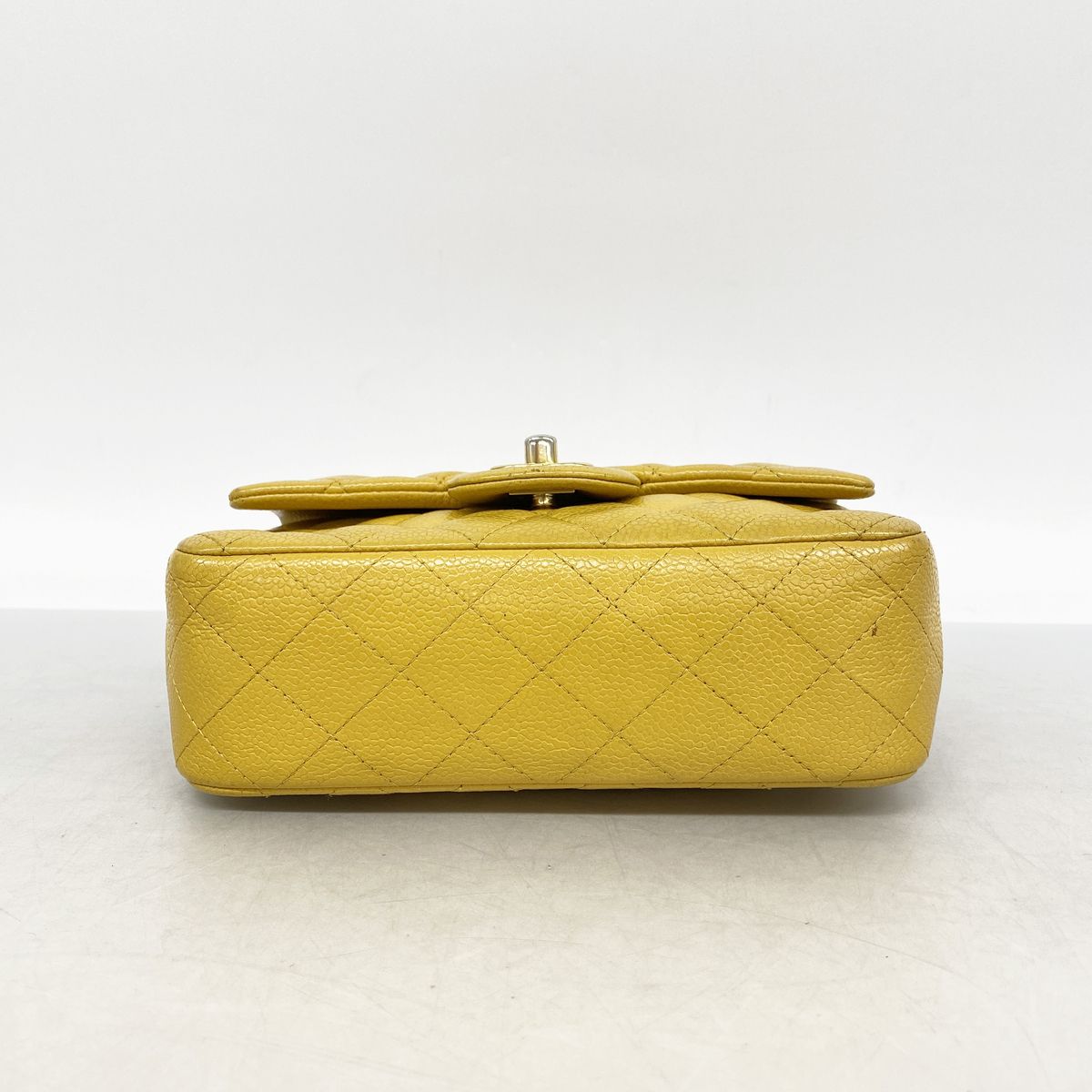 Chanel Shoulder Bag Mini Quilted Caviar Leather Yellow Gold — view 3