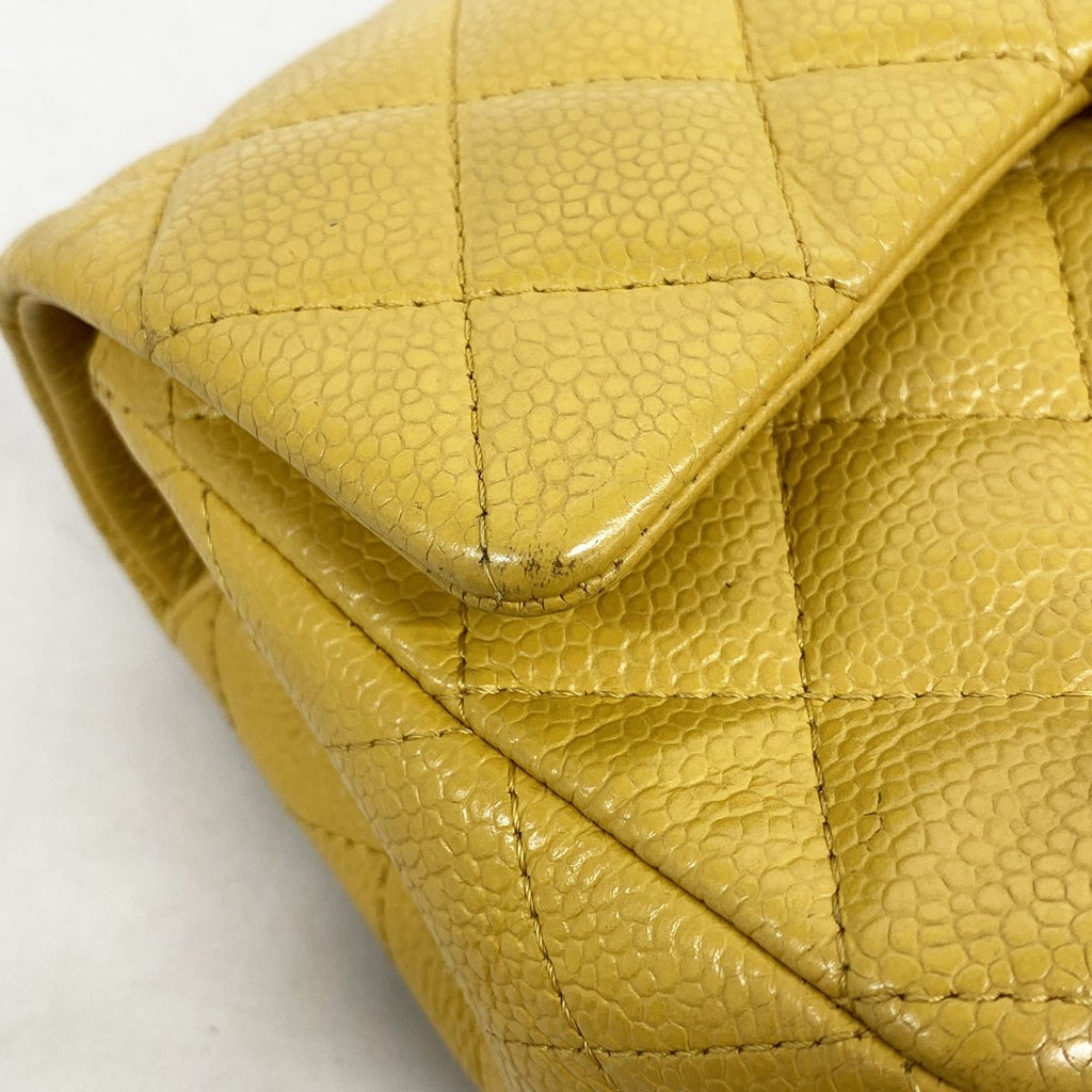 Chanel Shoulder Bag Mini Quilted Caviar Leather Yellow Gold — view 8