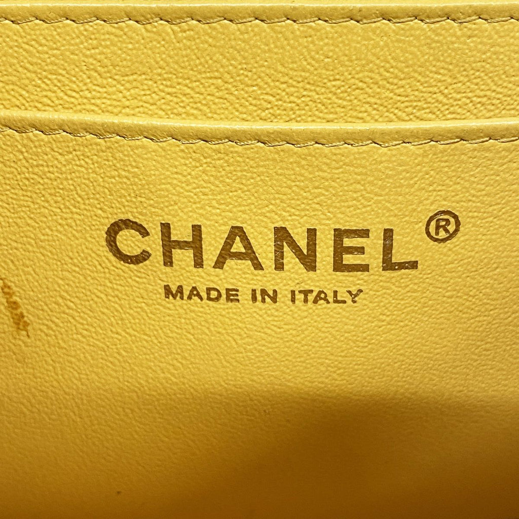 Chanel Shoulder Bag Mini Quilted Caviar Leather Yellow Gold — view 5