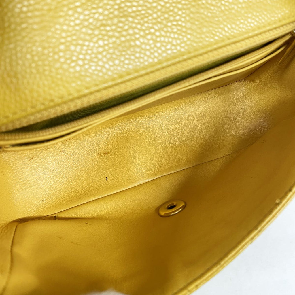 Chanel Shoulder Bag Mini Quilted Caviar Leather Yellow Gold — view 4
