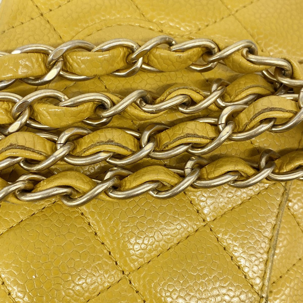 Chanel Shoulder Bag Mini Quilted Caviar Leather Yellow Gold — view 6