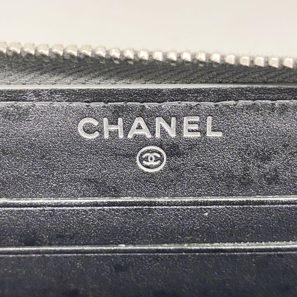 Chanel Wallet Quilted Caviar Leather Black Silver — view 4