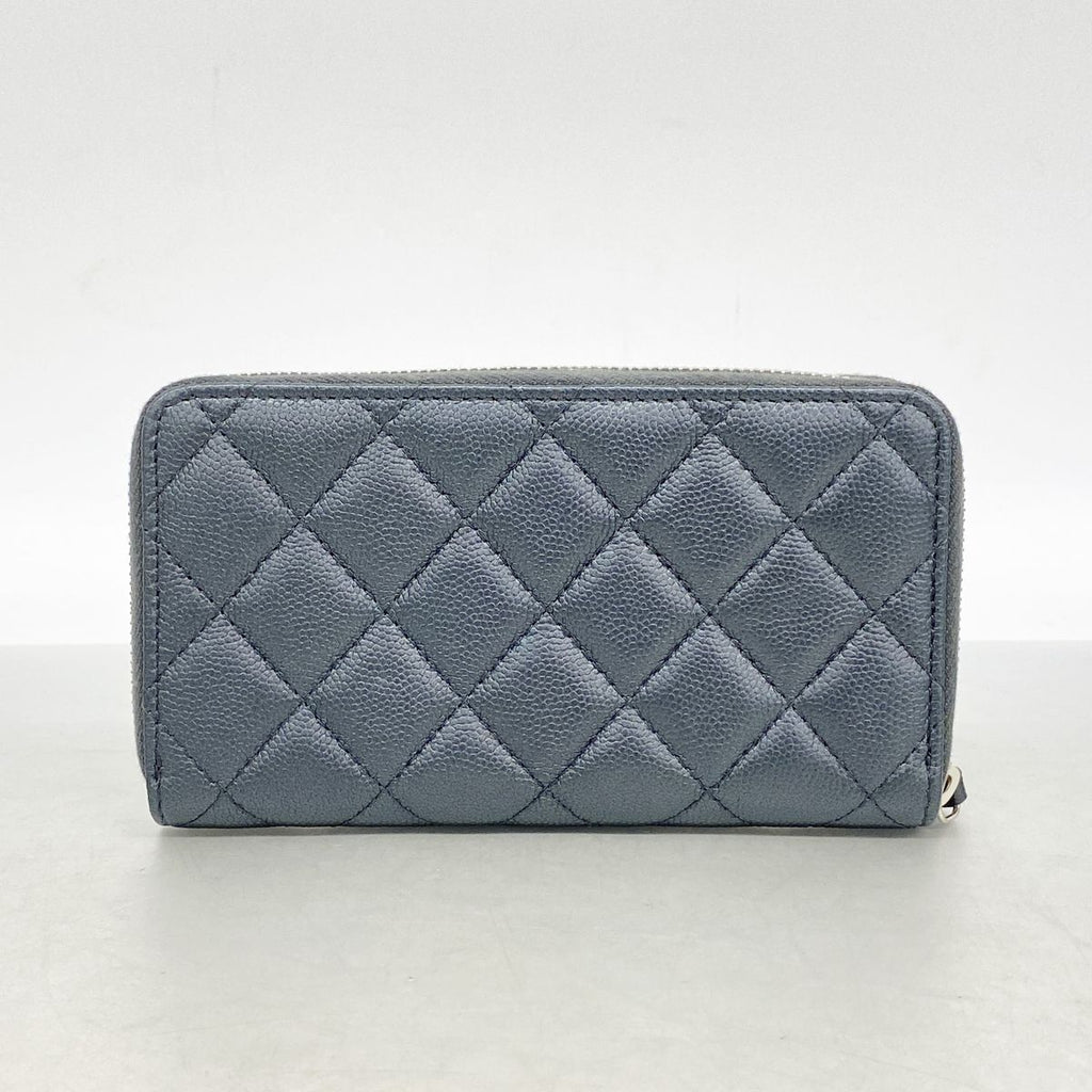 Chanel Wallet Quilted Caviar Leather Black Silver — view 8