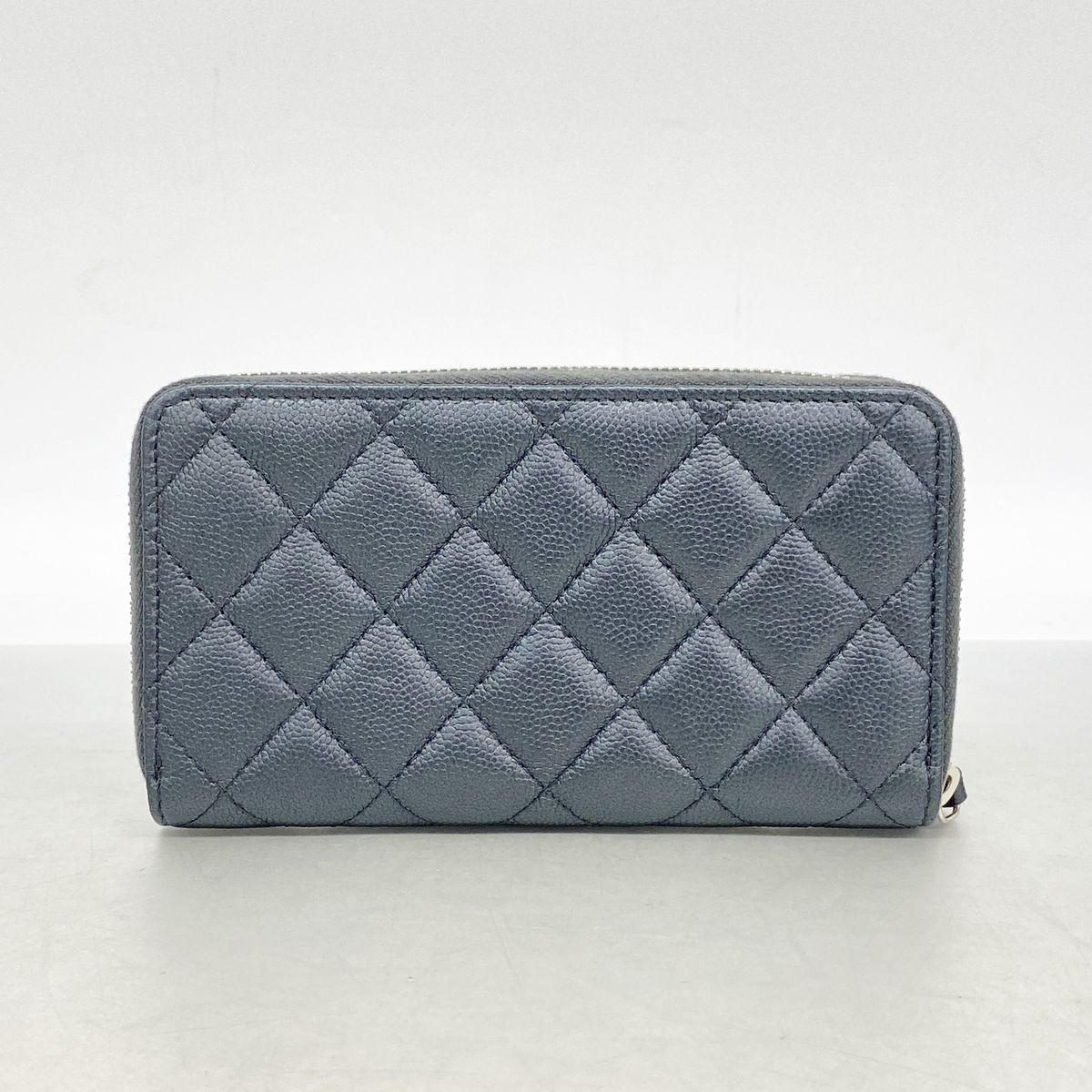 Chanel Wallet Quilted Caviar Leather Black Silver — view 8