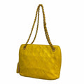 Chanel Handbag Quilted Lambskin Yellow Gold