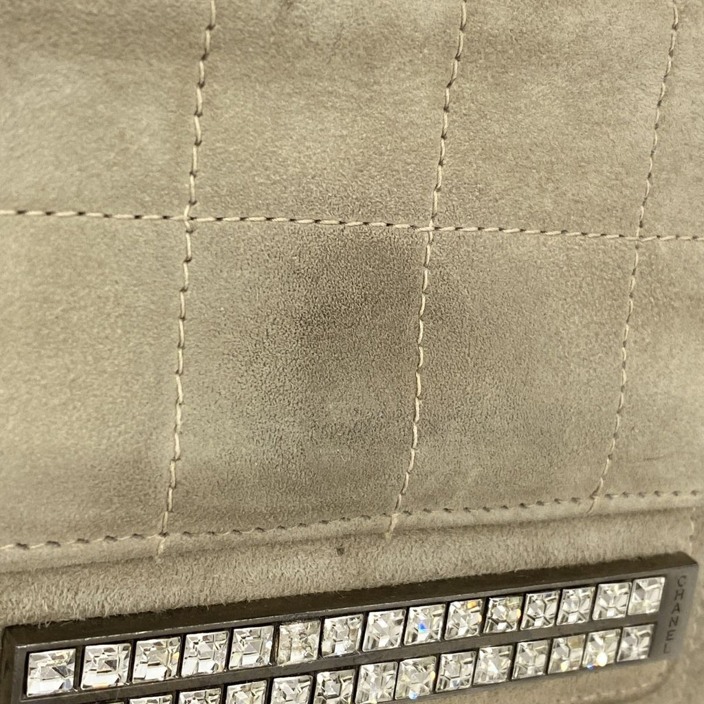 Chanel Handbag Choco Bar Suede Gray Silver — view 8