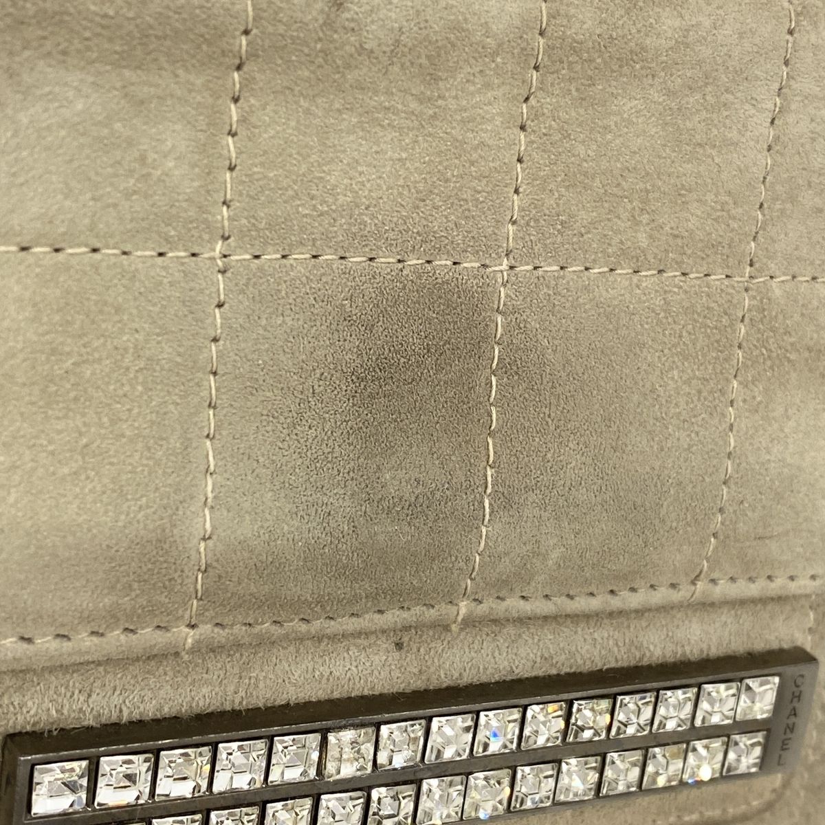 Chanel Handbag Choco Bar Suede Gray Silver — view 8