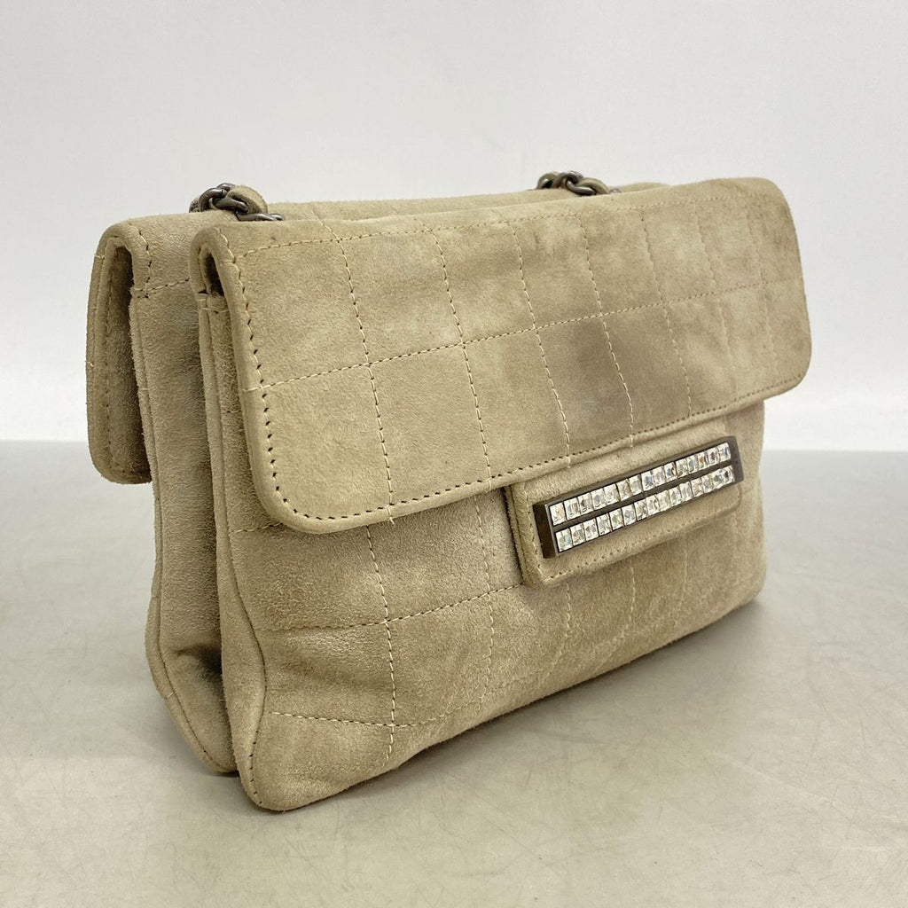 Chanel Handbag Choco Bar Suede Gray Silver — view 2