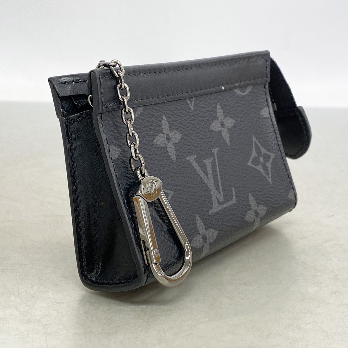 Louis Vuitton Coin Purse Monogram Eclipse Pochette Cles Voyage Black — view 2