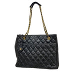 Chanel Shoulder Bag Quilted Lambskin Black Gold