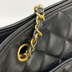 Chanel Shoulder Bag Quilted Lambskin Black Gold — view 8