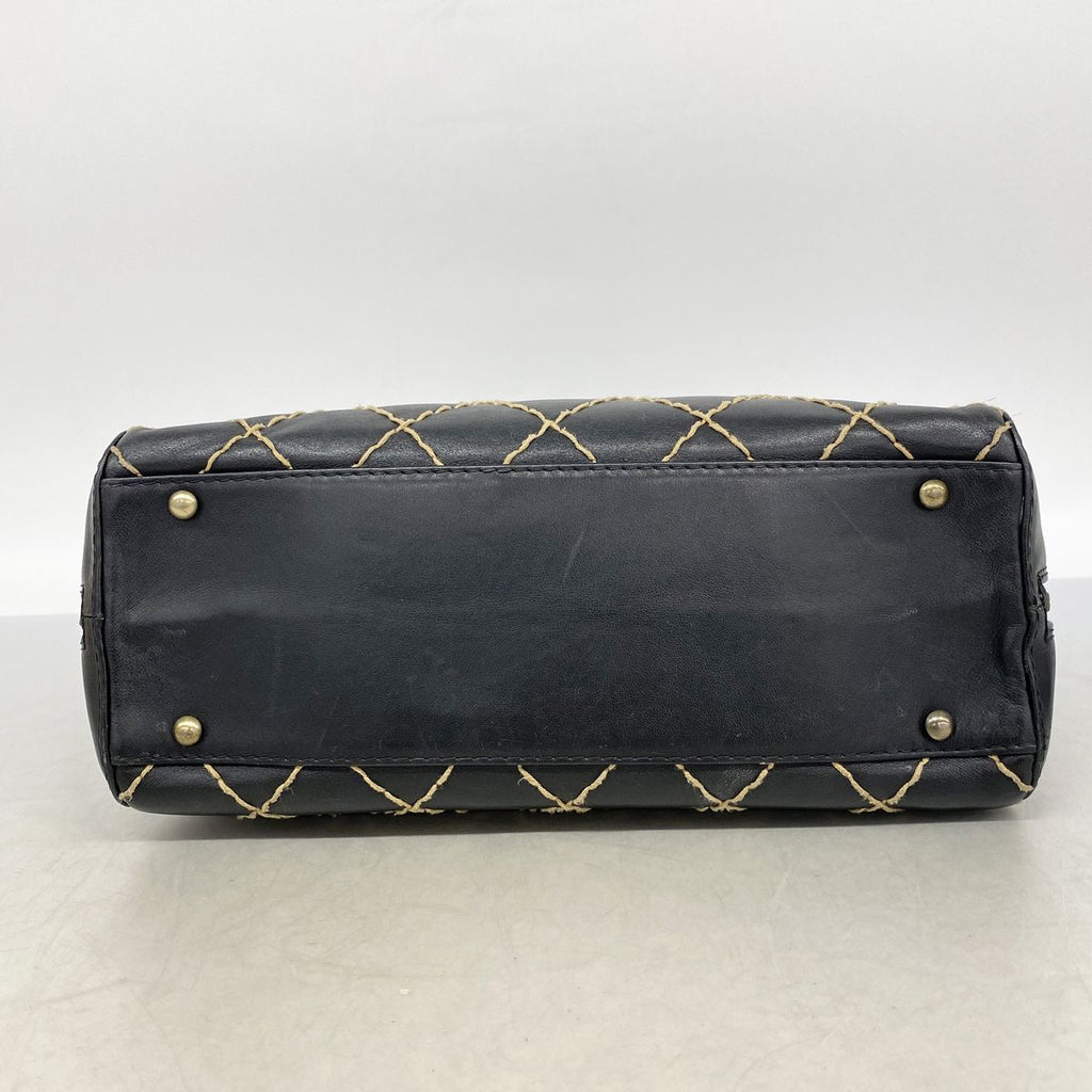 Chanel Handbag Wild Stitch Leather Black Gold — view 3