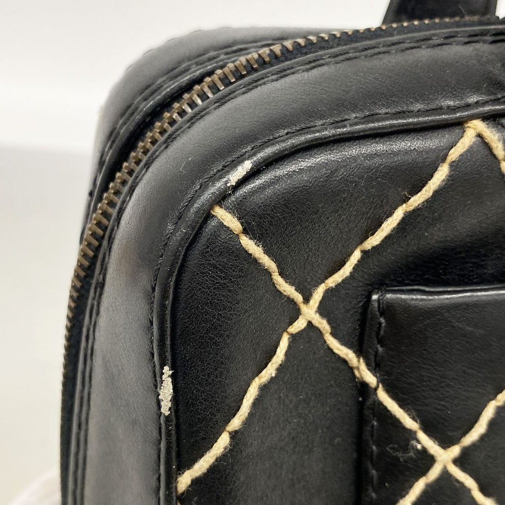 Chanel Handbag Wild Stitch Leather Black Gold — view 6