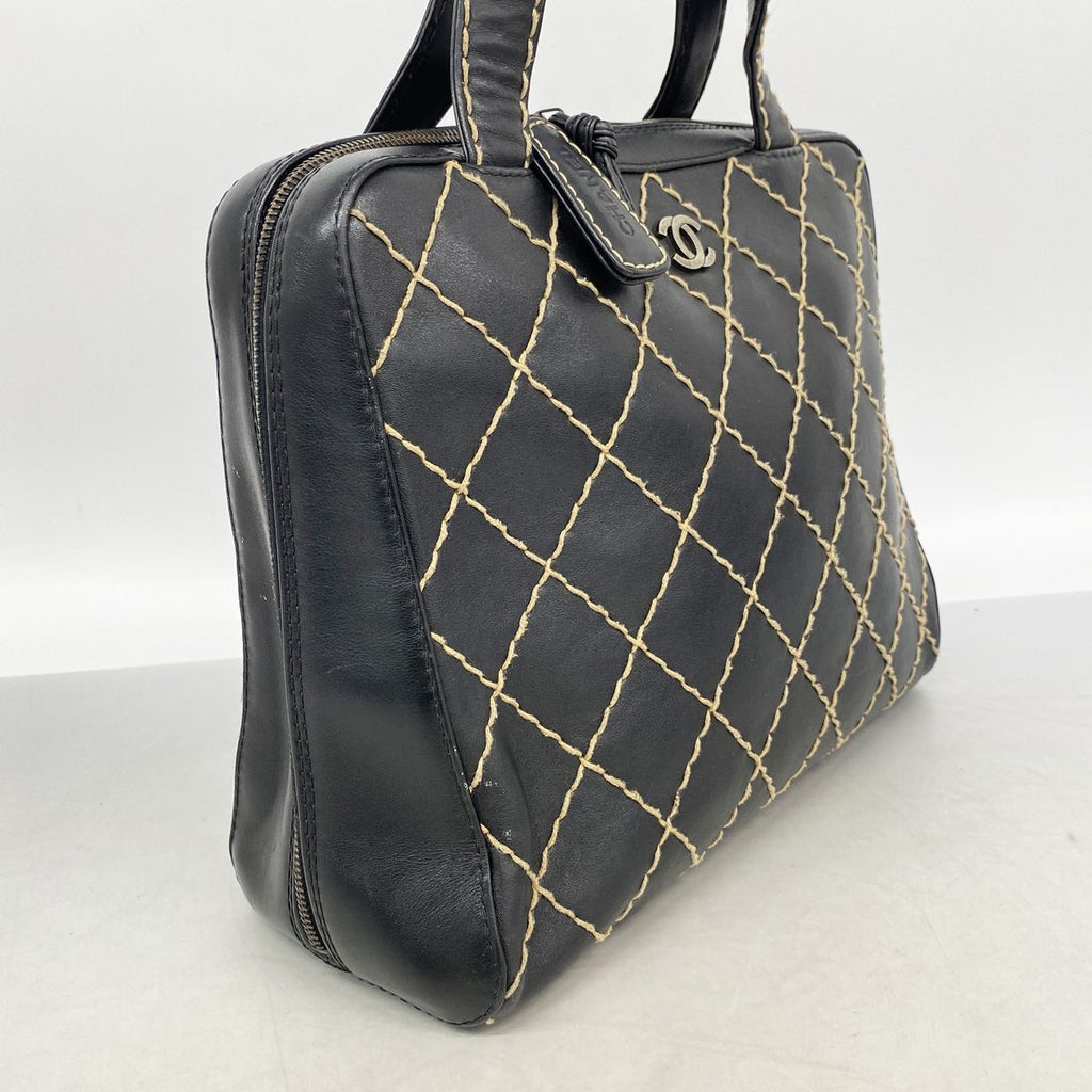 Chanel Handbag Wild Stitch Leather Black Gold — view 2