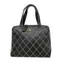 Chanel Handbag Wild Stitch Leather Black Gold