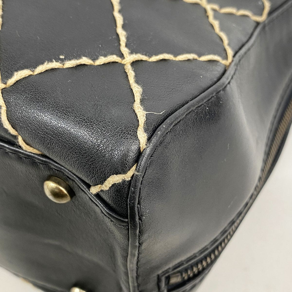 Chanel Handbag Wild Stitch Leather Black Gold — view 7