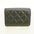 Chanel Trifold Wallet Quilted Caviar Leather Black Champagne Gold — view 8