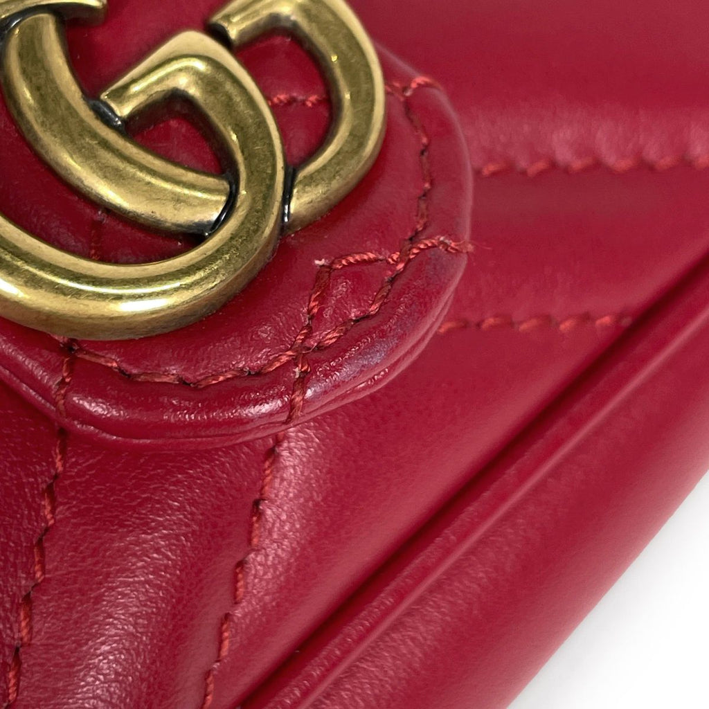 Gucci Handbag GG Marmont Mini Chain Pouch Leather Red — view 4