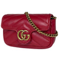 Gucci Handbag GG Marmont Mini Chain Pouch Leather Red