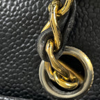 Chanel Tote Bag Chain Logo Caviar Leather Black — view 4