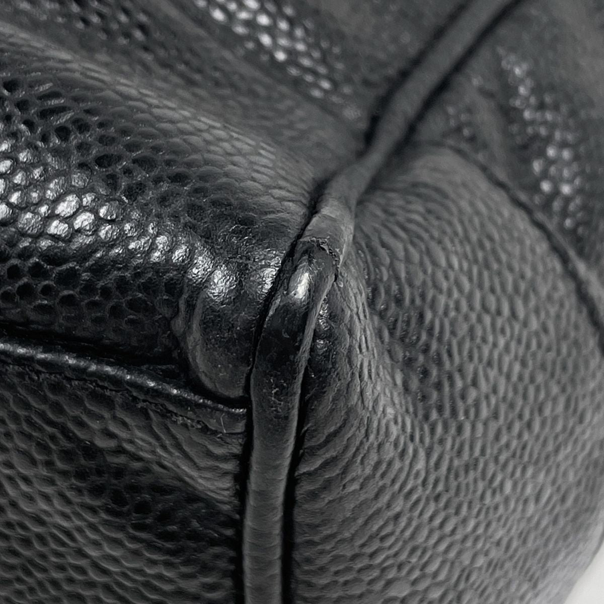 Chanel Tote Bag Chain Logo Caviar Leather Black — view 3