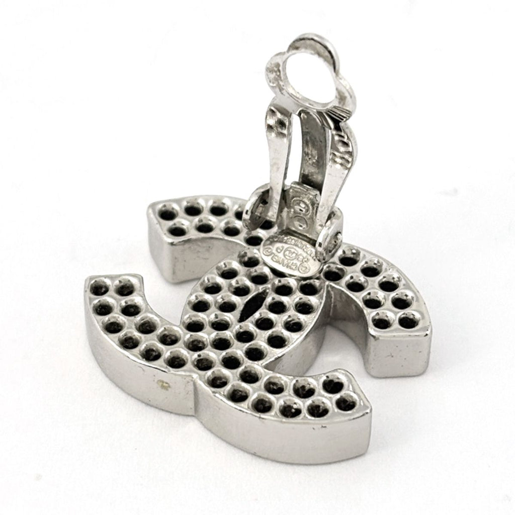 Chanel Earrings CC Logo Perforated Silver Plated — view 3