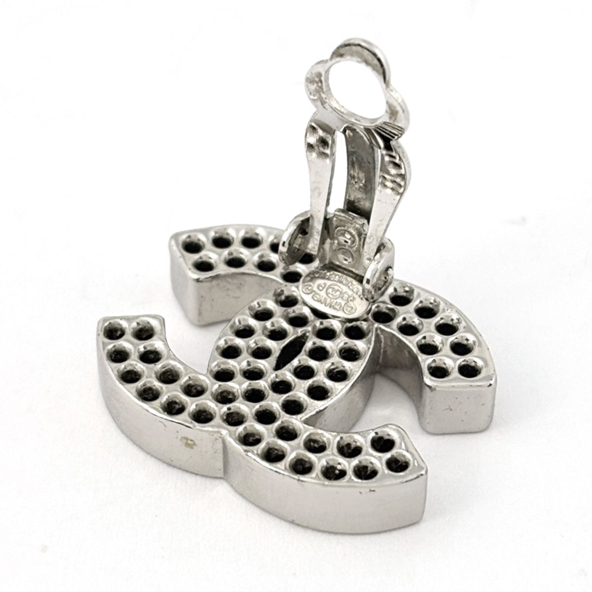 Chanel Earrings CC Logo Perforated Silver Plated — view 3
