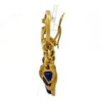 Chanel Earrings CC Logo Heart Swing Gripoix Color Stone Gold Blue — view 2