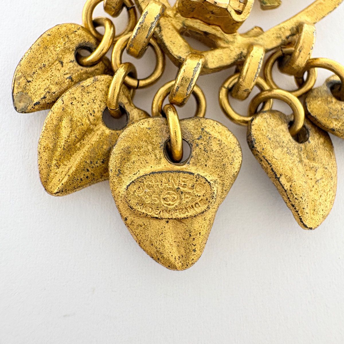 Chanel Earrings CC Logo Heart Swing Gripoix Color Stone Gold Blue — view 6