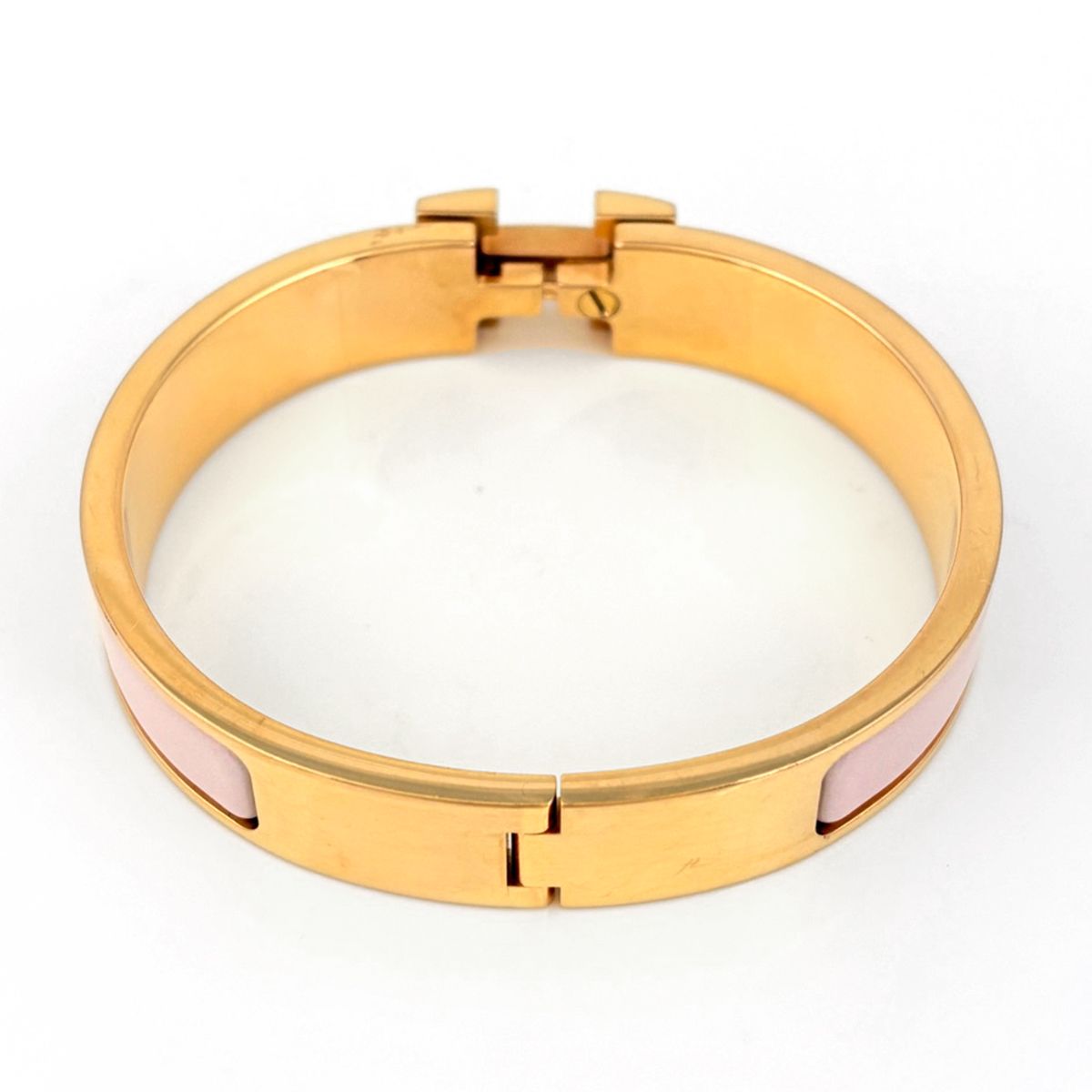Hermes Clic H Bangle Enamel Bracelet Clac Gold Plated Pink — view 3