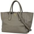 Prada Tote Bag 2-Way Leather Beige