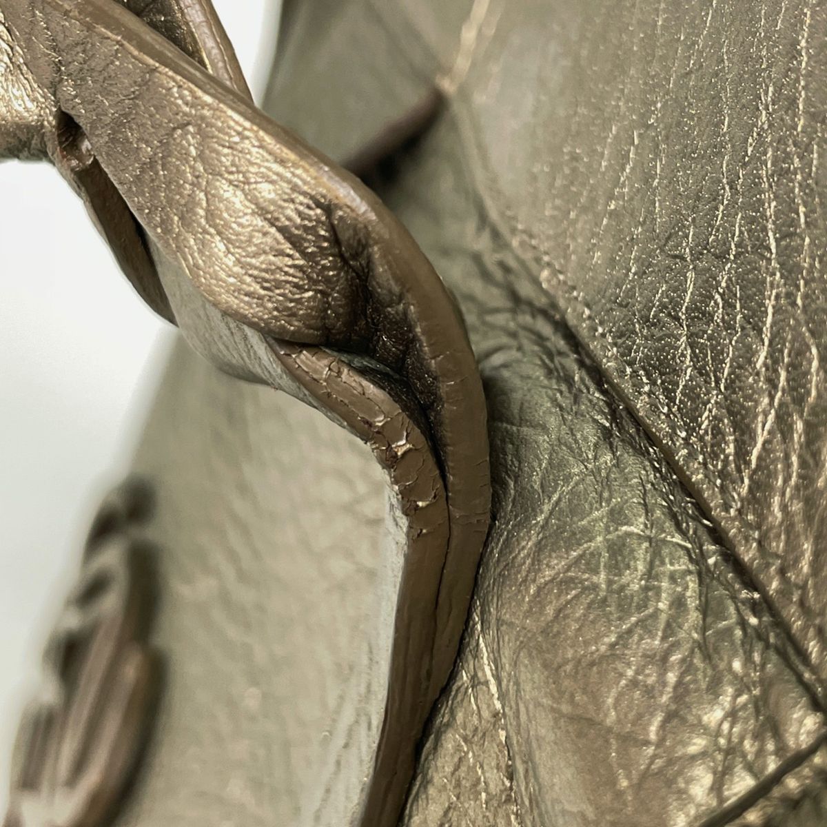 Loewe Handbag Anagram Leather Gold — view 4