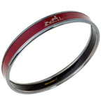 Hermes Enamel PM Bangle Cloisonne Silver Plated Red Bracelet