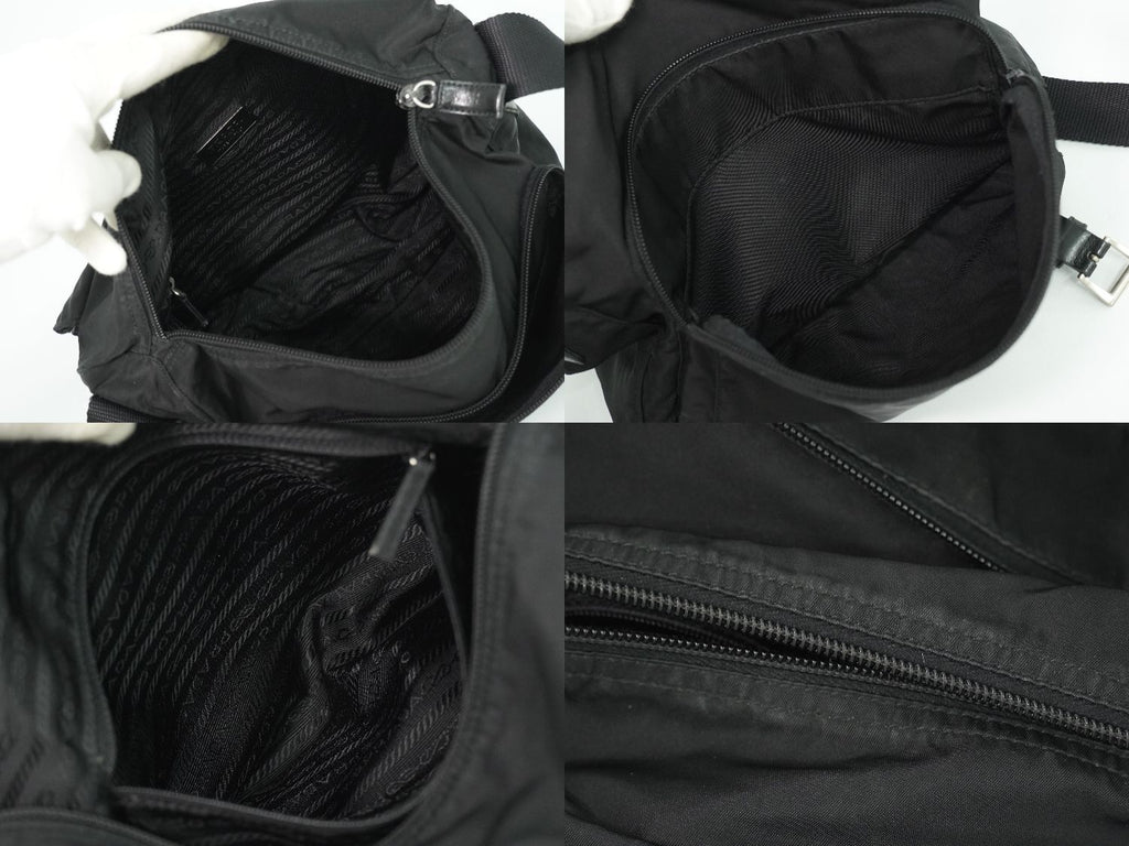 Prada Nylon Shoulder Bag Pochette Black — view 8