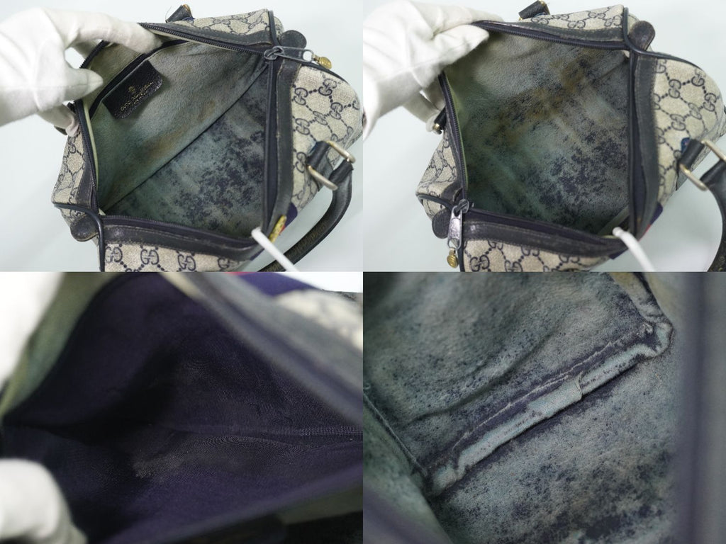 Gucci Vintage Sherry Line GG Supreme Mini Boston Bag Navy Shelly — view 8