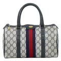 Gucci Vintage Sherry Line GG Supreme Mini Boston Bag Navy Shelly