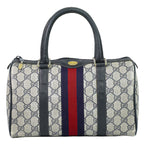 Gucci Vintage Sherry Line GG Supreme Mini Boston Bag Navy Shelly